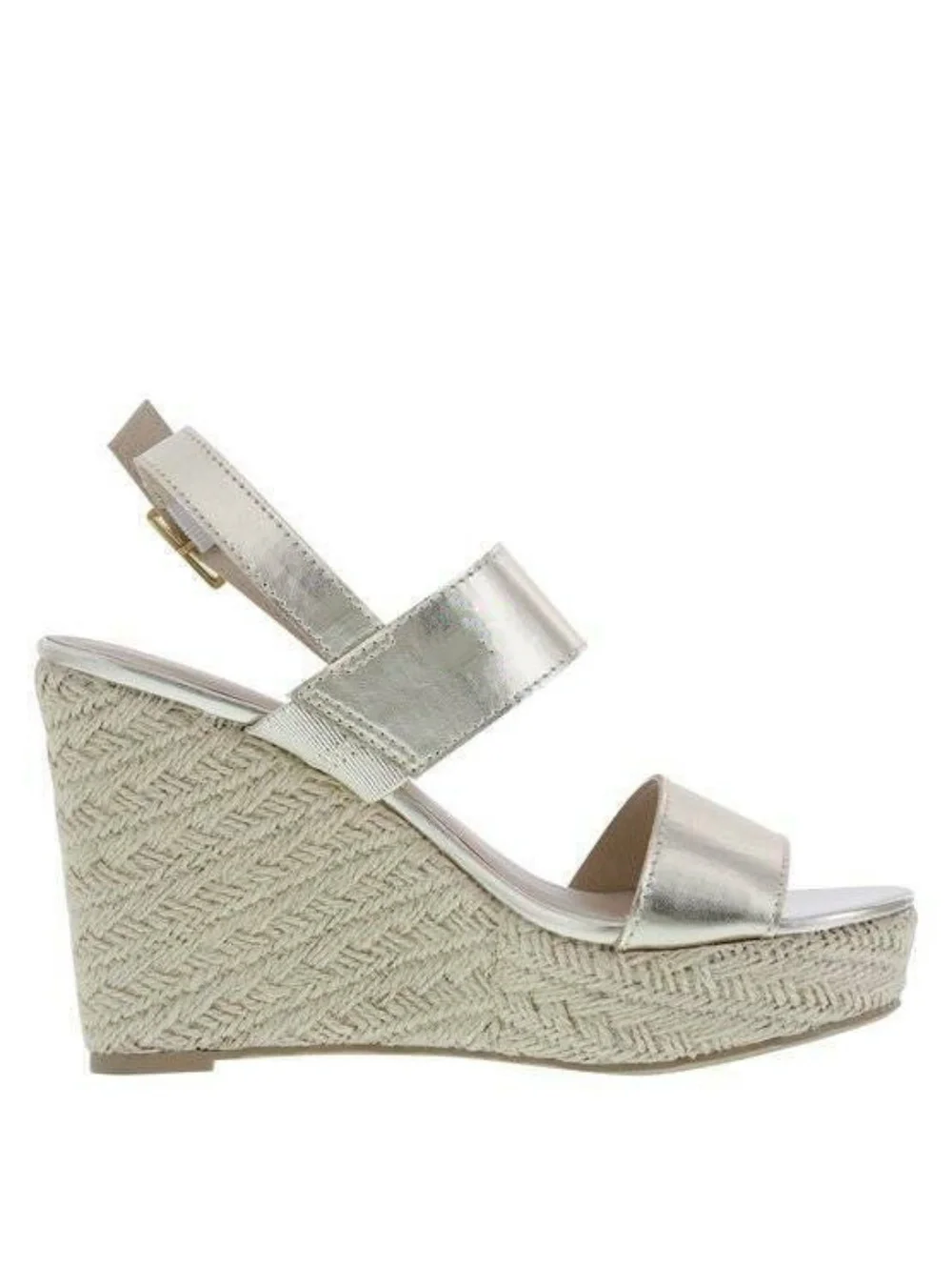 Womens Espadrille Wedge Sandals 10 Montego Bay Gold Whimsy Platform Fx Leather